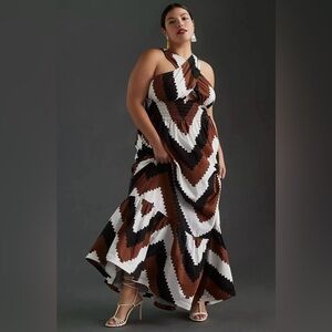 Anthropologie Plenty by Tracy Reese printed halter maxi with pockets